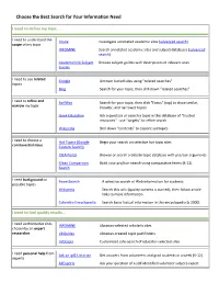 Choose the Best Search for Your Information Need