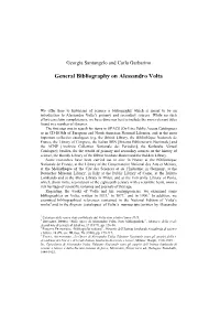 General Bibliography on Alessandro Volta
