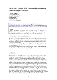 'Regime Shift' Concept in Addressing Social-Ecological Change