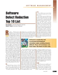 Software Defect Reduction Top 10 List