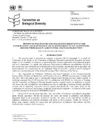 Review of Pollinators and Pollination Relevant to the Conservation And