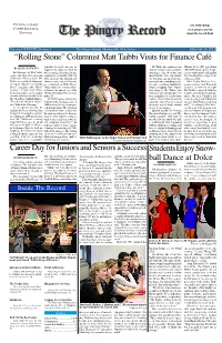 “Rolling Stone” Columnist Matt Taibbi Visits for Finance Café Career Day