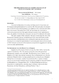 The Implementation of Conservation Plans of the Rattanakosin, Bangkok