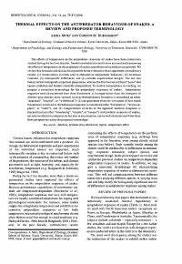 Thermal Effects on the Antipredator Behaviour of Snakes: a Review and Proposed Terminology