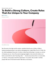 To Build a Strong Culture, Create Rules That Are Unique to Your Company by Bill Taylor