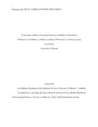Visual Versus Auditory Processing Preference and Mode of Presentation