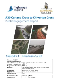 Appendix J – Responses to Q2