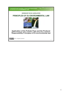 Application of the Polluter Pays and the Producer Responsibility Principle in Other Areas of EU Environmental