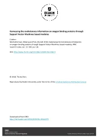 Harnessing the Evolutionary Information on Oxygen Binding Proteins Through Support Vector Machines Based Modules