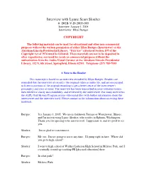 Interview with Lynne Sears Slouber # DGB-V-D-2005-005 Interview: January 1, 2005 Interviewer: Ellyn Bartges