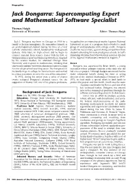 Jack Dongarra: Supercomputing Expert and Mathematical Software Specialist