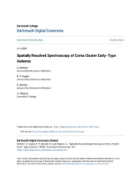 Spatially Resolved Spectroscopy of Coma Cluster Early–Type Galaxies