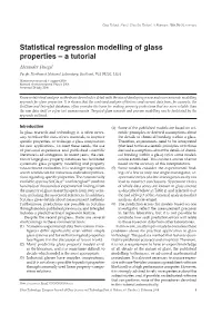Statistical Regression Modelling of Glass Properties – a Tutorial