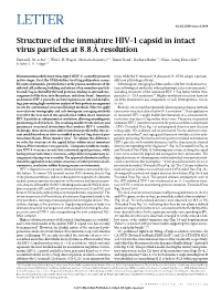Structure of the Immature HIV-1 Capsid in Intact Virus Particles at 8.8 Ĺ