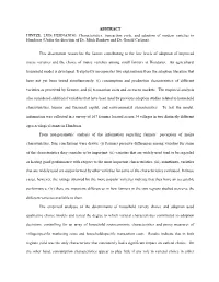 ABSTRACT HINTZE, LUIS HERNANDO. Characteristics, Transaction Costs, and Adoption of Modern Varieties in Honduras (Under the Direction of Dr
