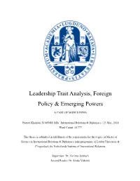 Leadership Trait Analysis, Foreign Policy & Emerging Powers
