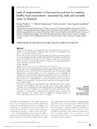 Level of Implementation of Best Practice Policies for Creating Healthy Food Environments: Assessment by State and Non-State Actors in Thailand