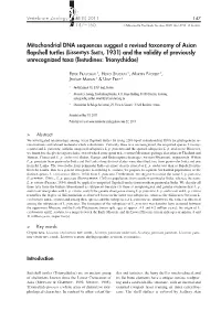 Mitochondrial DNA Sequences Suggest a Revised Taxonomy of Asian Flapshell Turtles (Lissemys Smith, 1931) and the Validity Of