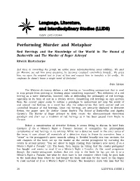 Performing Murder and Metaphor Language, Literature, And