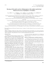 Rearing of Microplitis Mediator (Hymenoptera: Braconidae) and Its Host Mamestra Brassicae (Lepidoptera: Noctuidae)