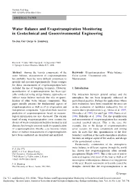 Water Balance and Evapotranspiration Monitoring in Geotechnical and Geoenvironmental Engineering