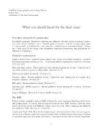 What You Should Know for the Final Exam