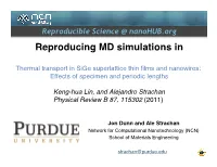 Reproducing MD Simulations In