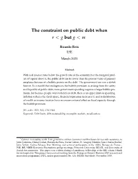 The Constraint on Public Debt When R&lt;G but G&lt;M
