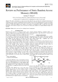 Review on Performance of Static Random Access Memory (SRAM)