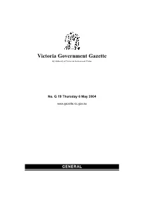 Victoria Government Gazette by Authority of Victorian Government Printer