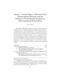 A Revival of the Nondelegation Doctrine and an Embrace of Cost-Benefit Analysis in Environmental Rulemaking