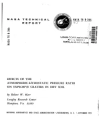 Effects of the Atmospheric-Lithostatic Pressure Ratio on Explosive Craters in Dry Soil