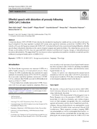 Effortful Speech with Distortion of Prosody Following SARS-Cov-2 Infection