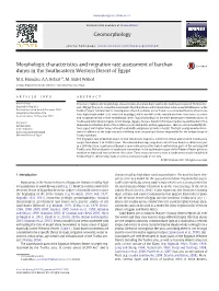 Morphologic Characteristics and Migration Rate Assessment of Barchan Dunes in the Southeastern Western Desert of Egypt