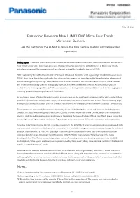 Panasonic Develops New LUMIX GH6 Micro Four Thirds Mirrorless Camera