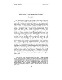 Re-Thinking Illegal Entry and Re-Entry