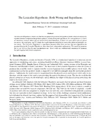 The Lexicalist Hypothesis: Both Wrong and Superfluous