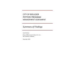Pottery Program Management Assessment