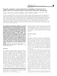 Prognostic Significance of the Null Genotype of Glutathione S