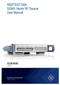R&S SGT100A User Manual
