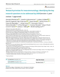 Research Priorities for Neuroimmunology: Identifying the Key Research Questions to Be Addressed by 2030 [Version 1; Peer Review: 1 Approved]