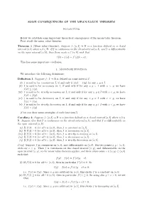 SOME CONSEQUENCES of the MEAN-VALUE THEOREM Below