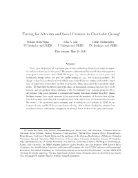 Testing for Altruism and Social Pressure in Charitable Giving∗