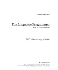 The Pragmatic Programmer Your Journey to Mastery