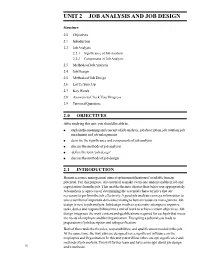 Unit 2 Job Analysis and Job Design