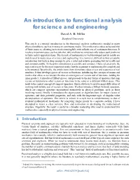 An Introduction to Functional Analysis for Science and Engineering David A