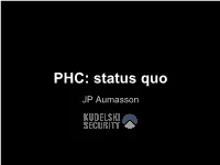 PHC: Status Quo