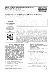 (SJAMS) Mantoux Test Role and Its Interpretation in Diagnosis Of
