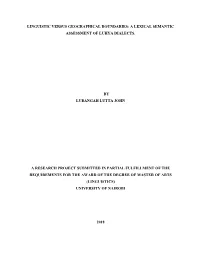 A Lexical Semantic Assessment of Luhya Dialects