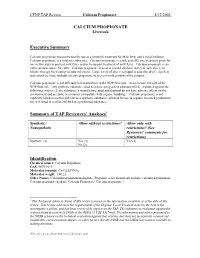 CALCIUM PROPIONATE Executive Summary Summary of TAP